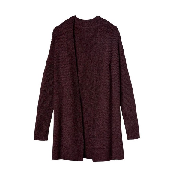 Athleta Chevron Shaker Stitch Wrap, Bell Burgundy Size Medium - Picture 9 of 9